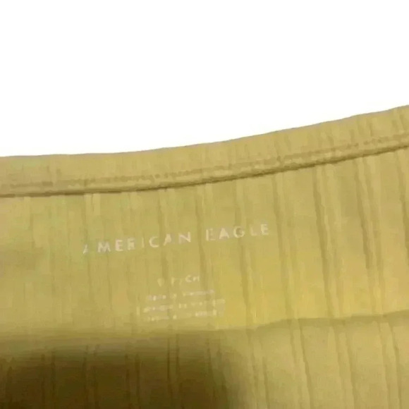 American Eagle Yellow and Cream Ribbed Crop Tube Top, Small - Picture 3 of 4